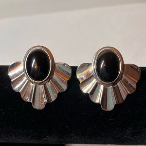 Vintage Butler Silver and Black Stud Earrings